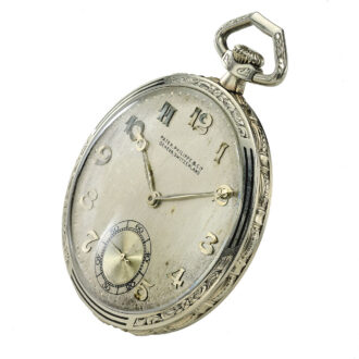 A white gold Swiss enamel watch with unusual case Circa 1928