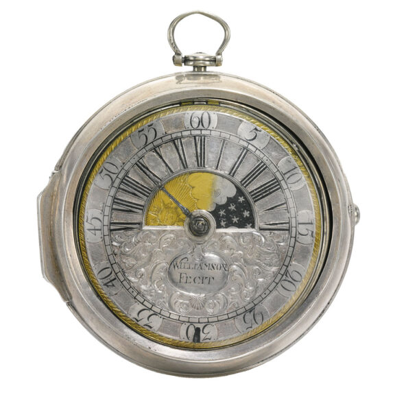 An English rare silver Sun and Moon verge watch Circa 1710