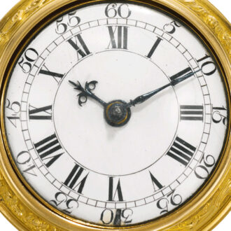 An English gold pair cased repousse verge watch Circa 1757