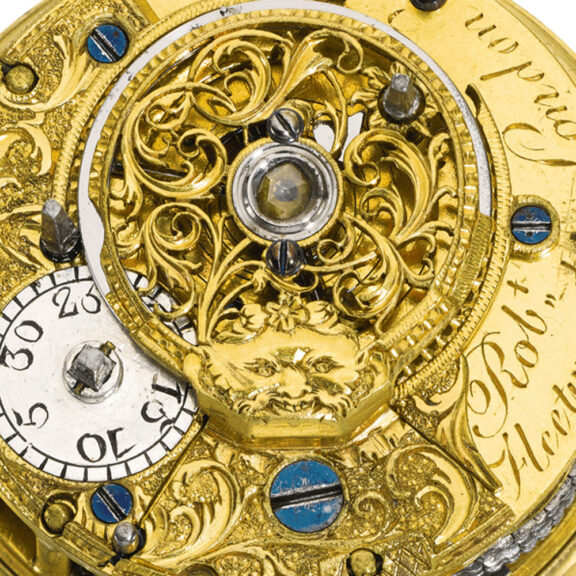 English silver pair cased two-train alarm verge watch Circa 1760 English silver pair cased two-train alarm verge watch Circa 1760
