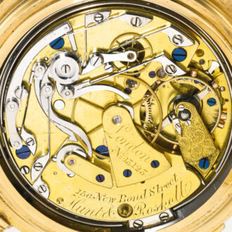 A gold English minute repeating chronograph watch Circa 1877