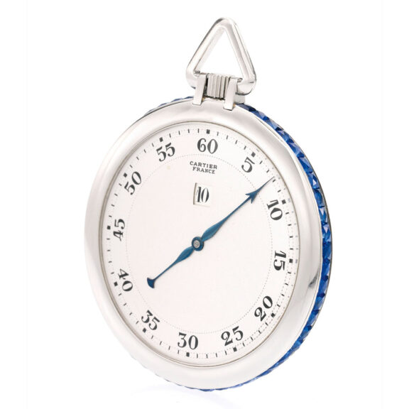 French platinum and sapphire-set jump hour watch Circa 1920