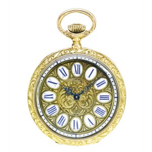 Swiss 18K pink gold open faced lever pocket watch Circa 1893