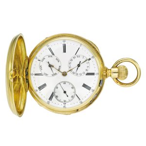 A French gold hunting cased watch with day and date Circa 1890
