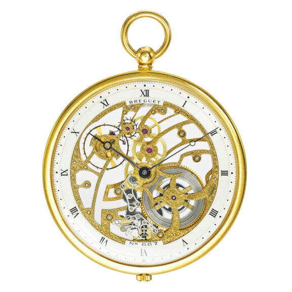 A Swiss yellow gold skeletonised keyless lever watch Circa 1980 A Swiss yellow gold skeletonised keyless lever watch Circa 1980