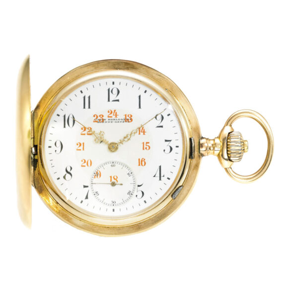 A Swiss pink gold hunting cased keyless lever watch Circa 1900