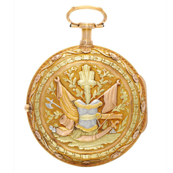 A French fine gold quarter repeating clock watch Circa 1790 A French fine gold quarter repeating clock watch Circa 1790