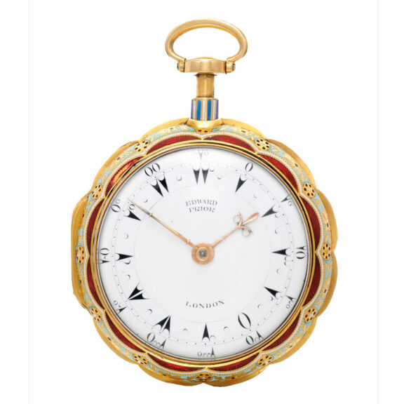 A Swiss 18k gold and enamel quarter repeating verge Circa 1814 A Swiss 18k gold and enamel quarter repeating verge Circa 1814