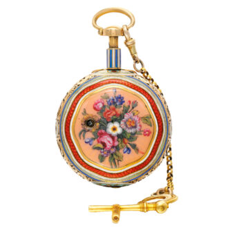 A Swiss 18k gold and enamel quarter repeating verge Circa 1814