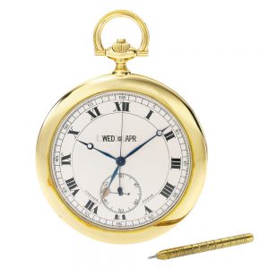 A French perpetual calendar, chronograph, dual time Circa 1928