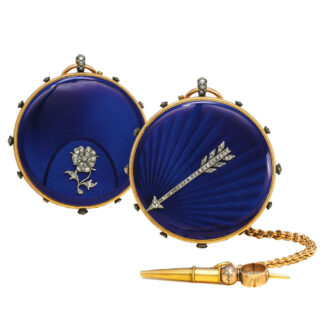 A rare French gold enamel and diamond-set montre a tact 1803