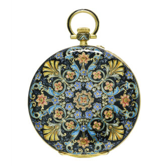 A slim Swiss yellow gold and enamel keyless watch Circa 1910 A slim Swiss yellow gold and enamel keyless watch Circa 1910
