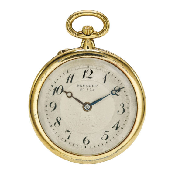A slim French yellow gold open faced keyless watch Circa 1900
