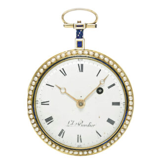 A French yellow gold and enamel open faced watch Circa 1790