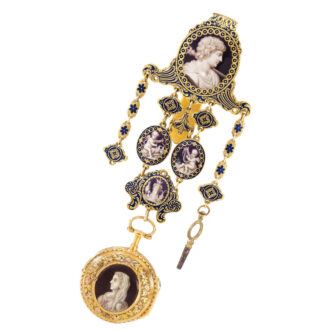French gold and enamel verge watch with chatelaine Circa 1790