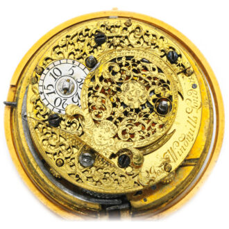 A English gold pair cased rack striking clock watch Circa 1695