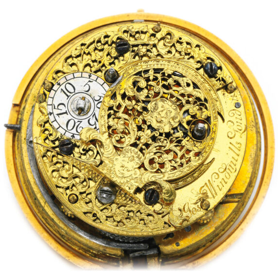 A English gold pair cased rack striking clock watch Circa 1695 A English gold pair cased rack striking clock watch Circa 1695