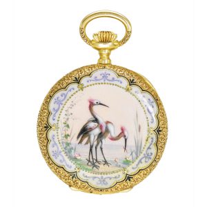 A Swiss gold and enamel half hunting cased watch Circa 1891