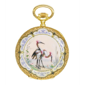 A Swiss gold and enamel half hunting cased watch Circa 1891