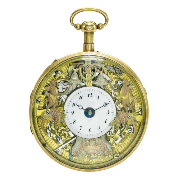 Swiss gold quarter repeating erotic automation watch Circa 1800