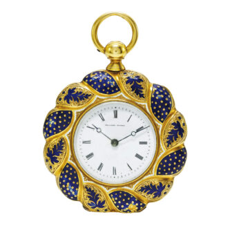 A Swiss yellow gold and enamel open-faced watch Circa 1850