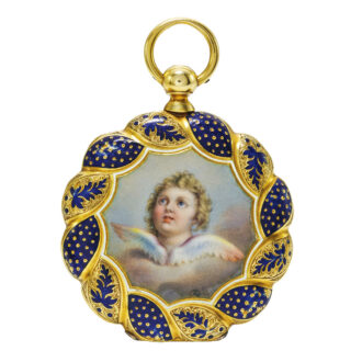 A Swiss yellow gold and enamel open-faced watch Circa 1850