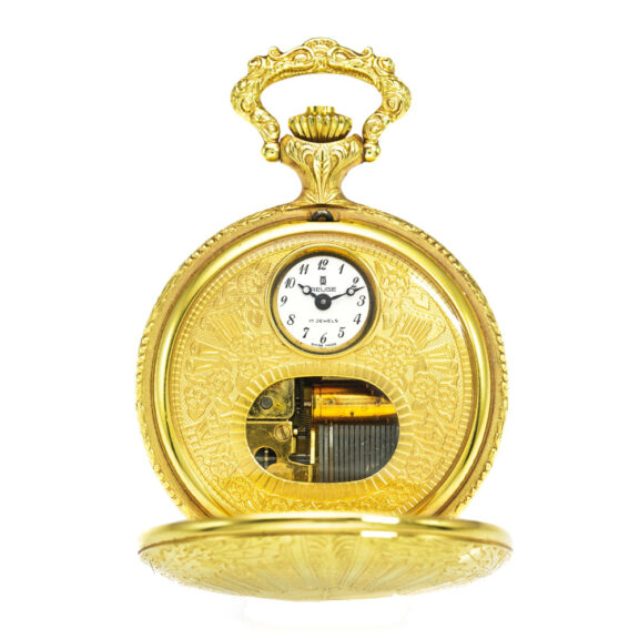 Swiss gold-plated hunting cased musical watch Circa 1990