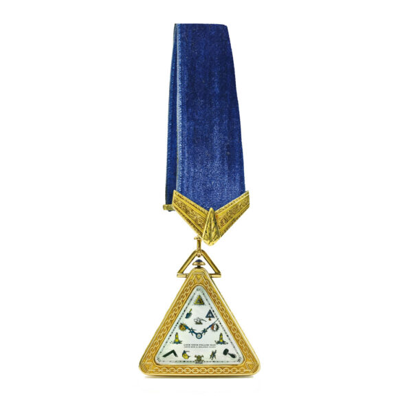 Swiss 14K gold triangular watch with Masonic motifs Circa 1935 Swiss 14K gold triangular watch with Masonic motifs Circa 1935