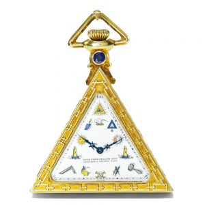 Swiss 14K gold triangular watch with Masonic motifs Circa 1935