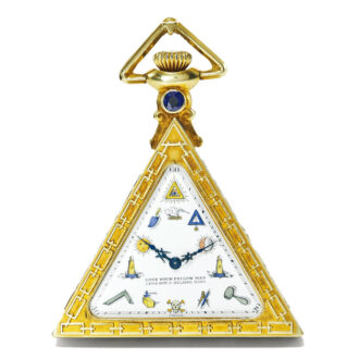Swiss 14K gold triangular watch with Masonic motifs Circa 1935