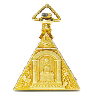 Swiss 14K gold triangular watch with Masonic motifs Circa 1935