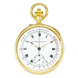 Swiss gold single button chronograph with pulsometer Circa 1926
