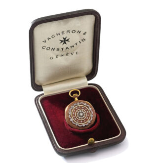 A Swiss rare gold diamond and enamel pendant watch Circa 1911
