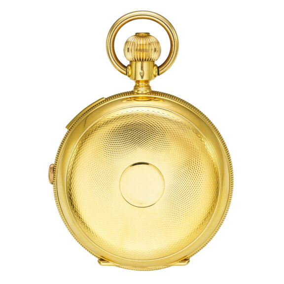 A Swiss gold quarter repeating calendar chronograph Circa 1900 A Swiss gold quarter repeating calendar chronograph Circa 1900