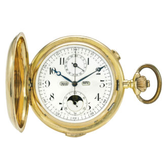 A Swiss gold calendar minute repeating chronograph Circa 1895