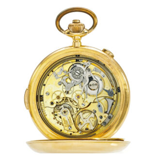 A Swiss gold calendar minute repeating chronograph Circa 1895