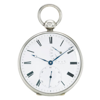 An English silver watch with retrograde power reserve Circa 1855