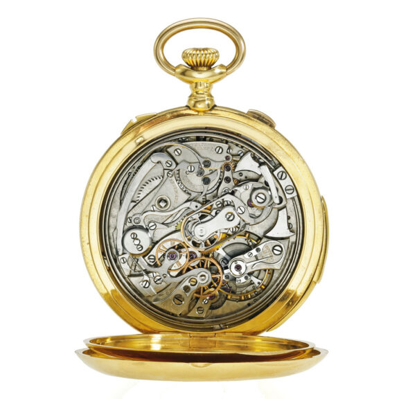 Swiss gold minute repeating split seconds chronograph Circa 1910 Swiss gold minute repeating split seconds chronograph Circa 1910