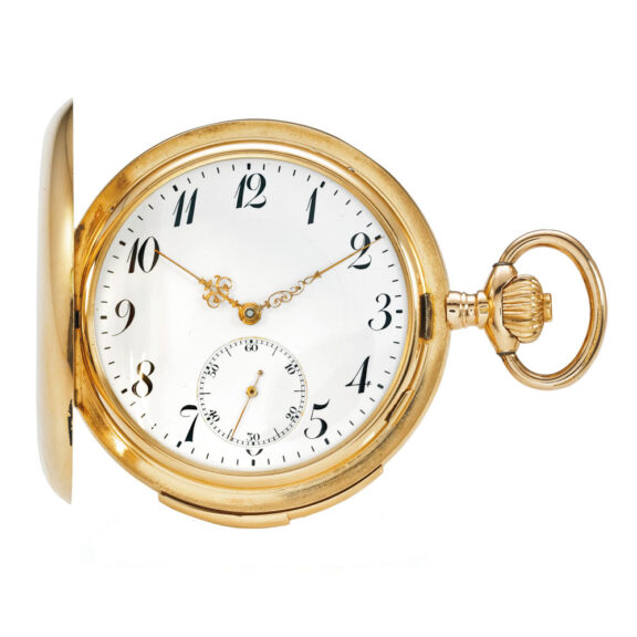 A Swiss gold hunting cased minute repeating watch Circa 1880