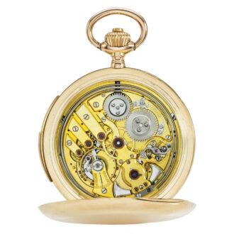 A Swiss gold hunting cased minute repeating watch Circa 1880