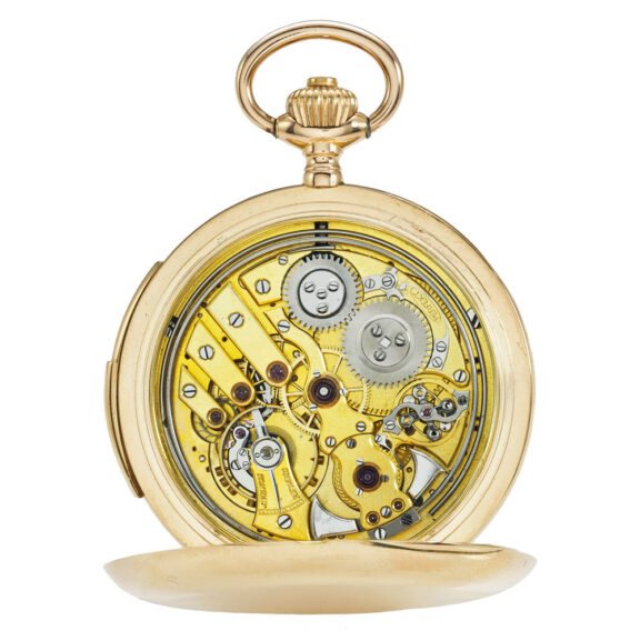 A Swiss gold hunting cased minute repeating watch Circa 1880 A Swiss gold hunting cased minute repeating watch Circa 1880