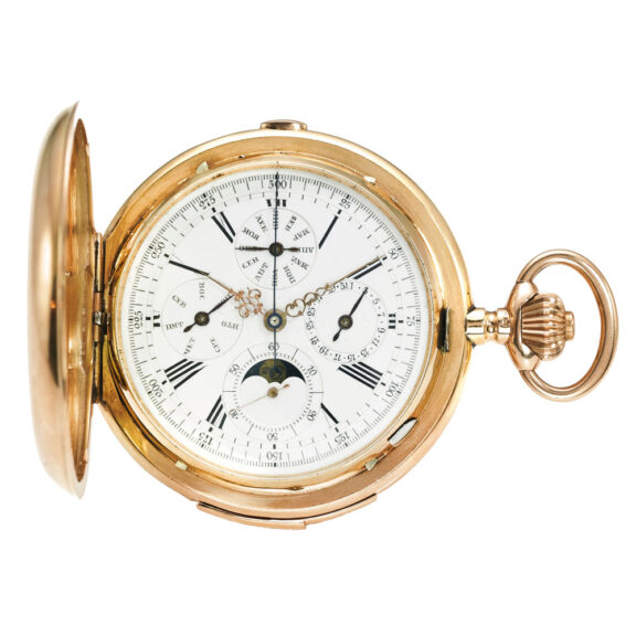 French quarter repeating calendar chronograph watch Circa 1890