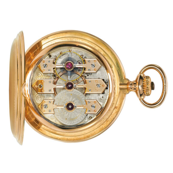 A Swiss gold lever watch with patented movement Circa 1900