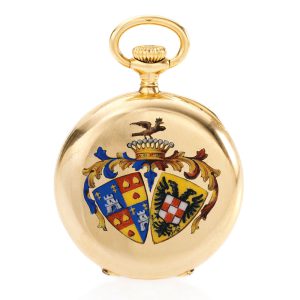 Swiss small 18K gold half hunting cased keyless watch Circa 1907