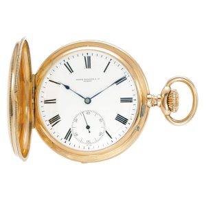 Swiss 18K gold hunting cased keyless lever watch Circa 1893