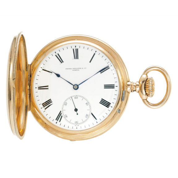 Swiss 18K gold hunting cased keyless lever watch Circa 1893