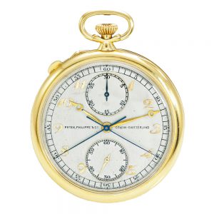 Swiss gold split seconds chronograph with register Circa 1930