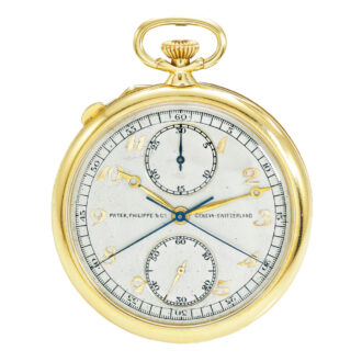 Swiss gold split seconds chronograph with register Circa 1930