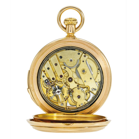 Swiss pink gold perpetual calendar five minute repeater Circa 1875 Swiss pink gold perpetual calendar five minute repeater Circa 1875