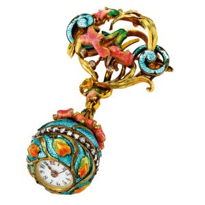 A fine Swiss gold, enamel and diamond-set watch Circa 1910